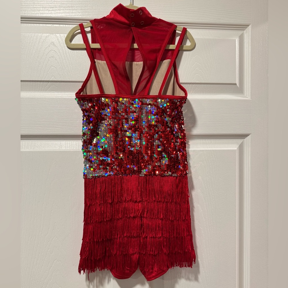 Weissman Sparkling Red Fringe Dance Costume Jazz/Tap - Picture 2 of 12